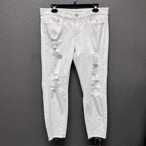 a.n.a Distressed Ripped Torn Skinny Ankle Jeans White Cotton Summer Sz 10